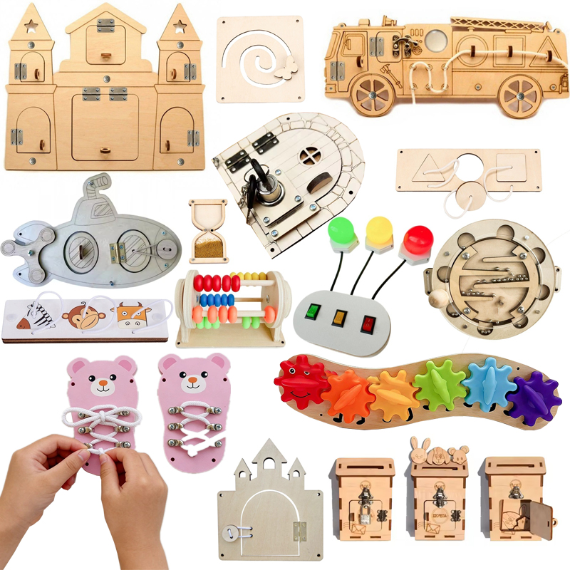 Montessori Wooden Busy Board Toddler - DIY Montessori Busy Board Accessori in